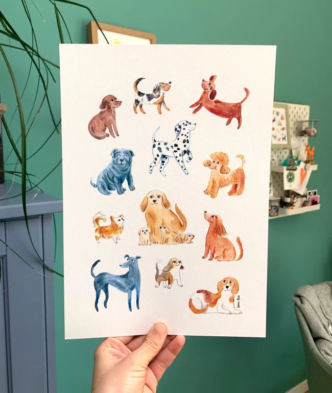 illustration-affiche-collection-de-chiens