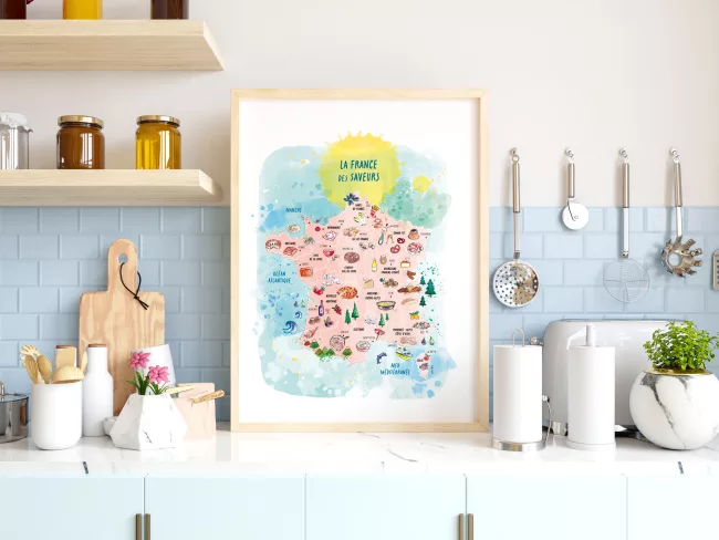 affiche-map-carte-de-france-culinaire