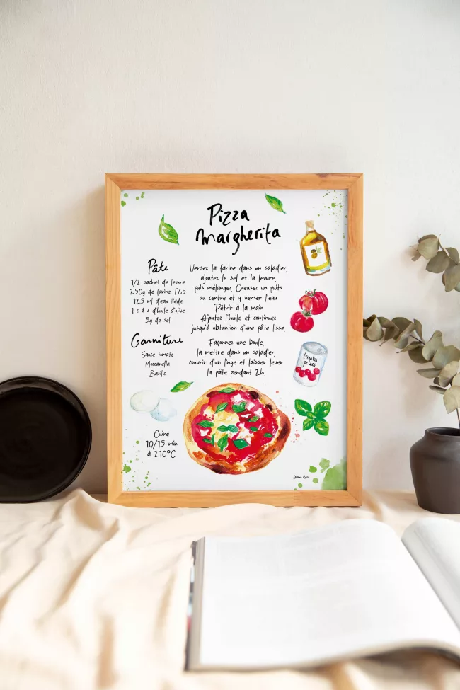 affiche-recette-illustrée-aquarelle-pizza