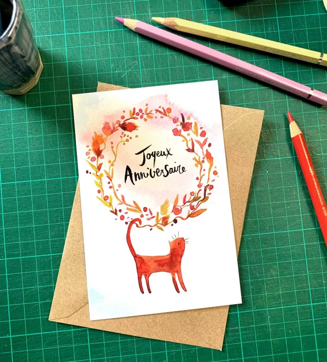 carte-postale-joyeux-anniversaire-chat-quarelle