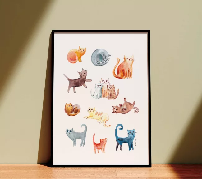 affiche-illustration-deco-murale-chats