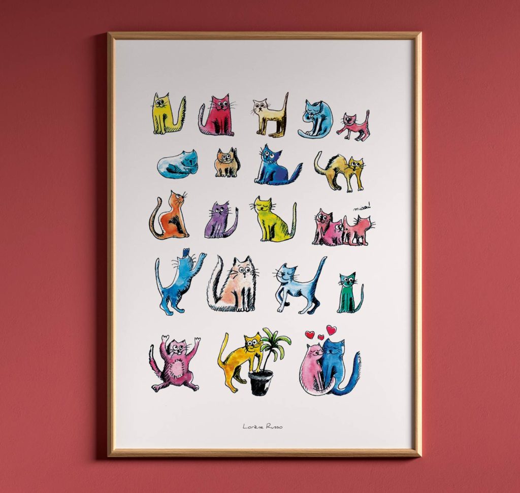 poster affiche chats aquarelle 