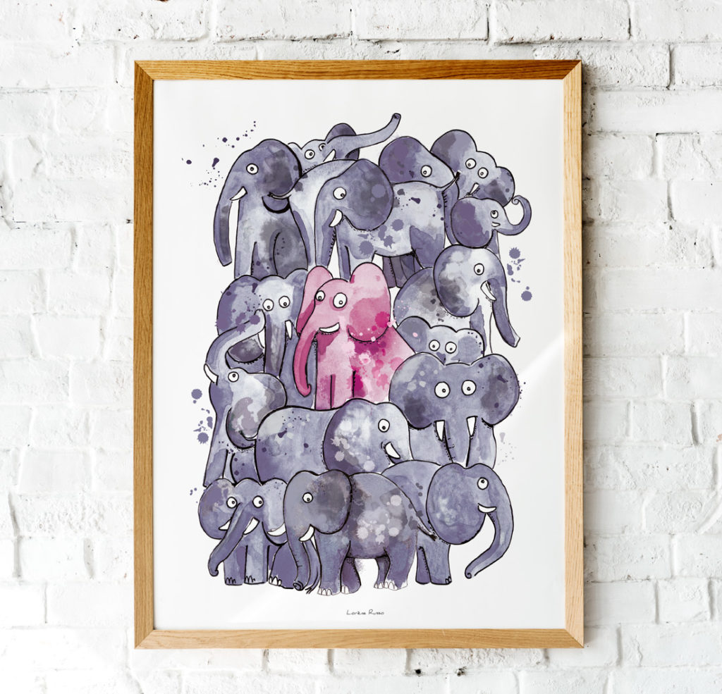 illustration affiche éléphants